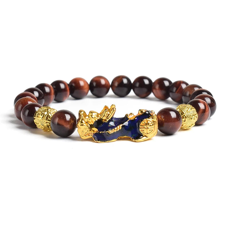 Yellow Elastic Tiger Eye Stone Beads Bracelet