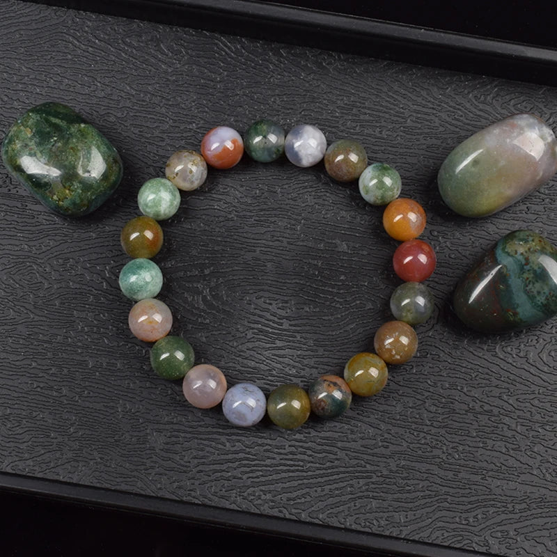 6/8 mm Real Natural Colorful Agate Female Bracelet