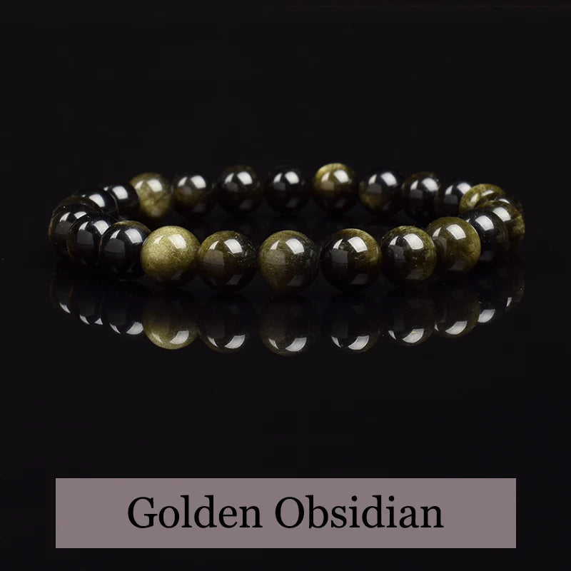 Natural Golden Obsidian Stone Beads Bracelet