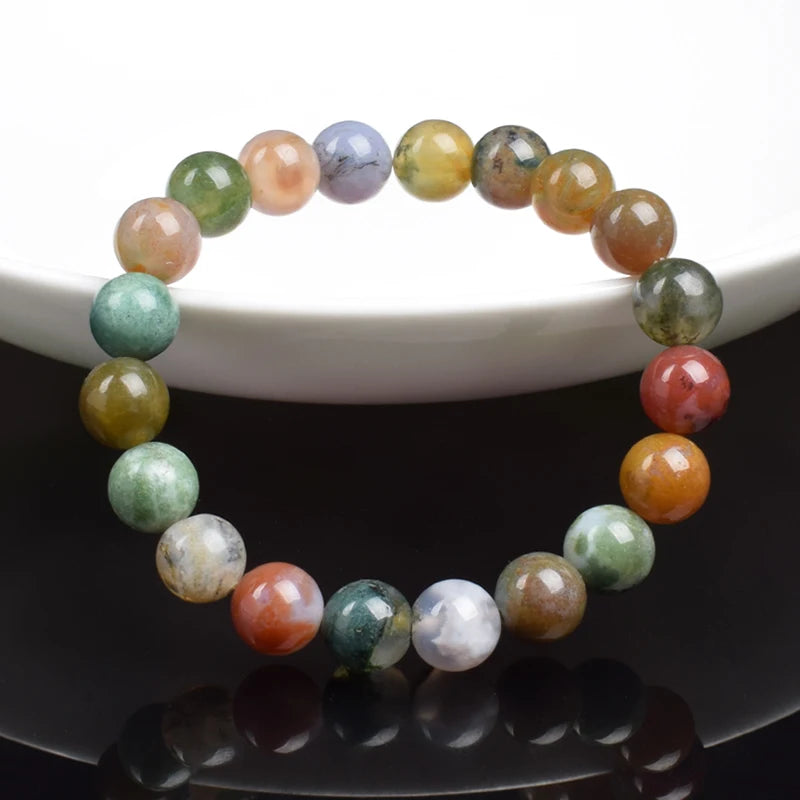 6/8 mm Real Natural Colorful Agate Female Bracelet