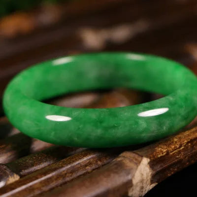 Natural Original Ecological Pattern Fine Myanmar Emerald Green Bangle 54mm-64mm Women's Jade Bracelet Send Girlfriend Send Mom