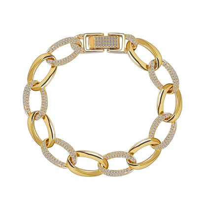 New Deisgn Bracelet For Men Copper Shine Zircon Cuban Chain Bangle FashionTrendsetter Hiphop Rock Women's Creative Bracelet Gift