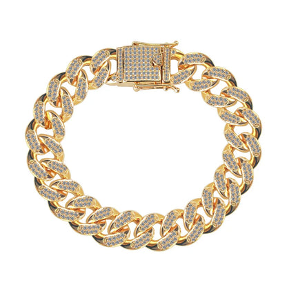 New Deisgn Bracelet For Men Copper Shine Zircon Cuban Chain Bangle FashionTrendsetter Hiphop Rock Women's Creative Bracelet Gift