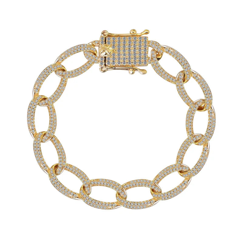 New Deisgn Bracelet For Men Copper Shine Zircon Cuban Chain Bangle FashionTrendsetter Hiphop Rock Women's Creative Bracelet Gift