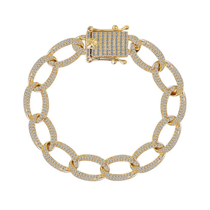 New Deisgn Bracelet For Men Copper Shine Zircon Cuban Chain Bangle FashionTrendsetter Hiphop Rock Women's Creative Bracelet Gift