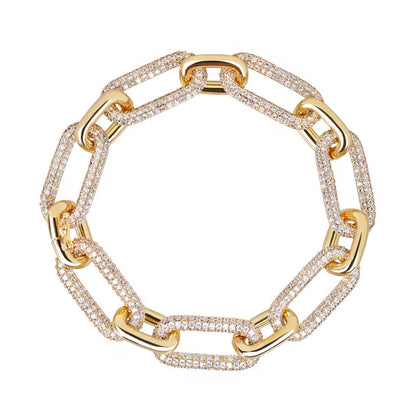 New Deisgn Bracelet For Men Copper Shine Zircon Cuban Chain Bangle FashionTrendsetter Hiphop Rock Women's Creative Bracelet Gift