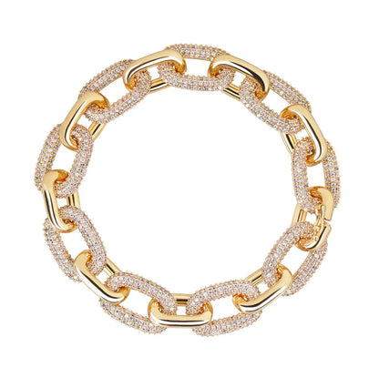 New Deisgn Bracelet For Men Copper Shine Zircon Cuban Chain Bangle FashionTrendsetter Hiphop Rock Women's Creative Bracelet Gift