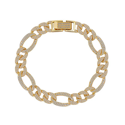 New Deisgn Bracelet For Men Copper Shine Zircon Cuban Chain Bangle FashionTrendsetter Hiphop Rock Women's Creative Bracelet Gift