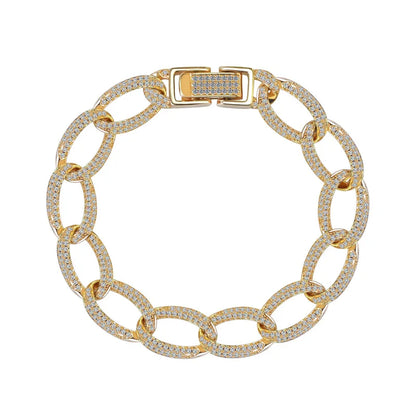 New Deisgn Bracelet For Men Copper Shine Zircon Cuban Chain Bangle FashionTrendsetter Hiphop Rock Women's Creative Bracelet Gift