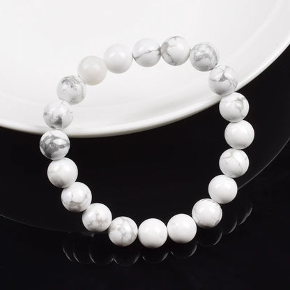 Natural White Howlite Stone Beads Bracelet