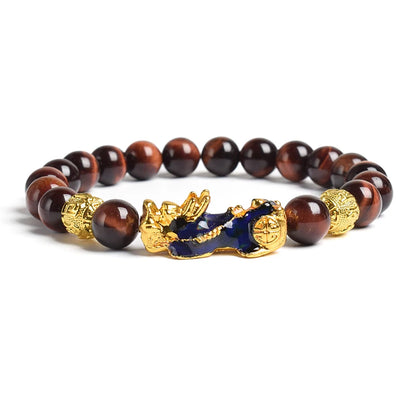 Yellow Elastic Tiger Eye Stone Beads Bracelet