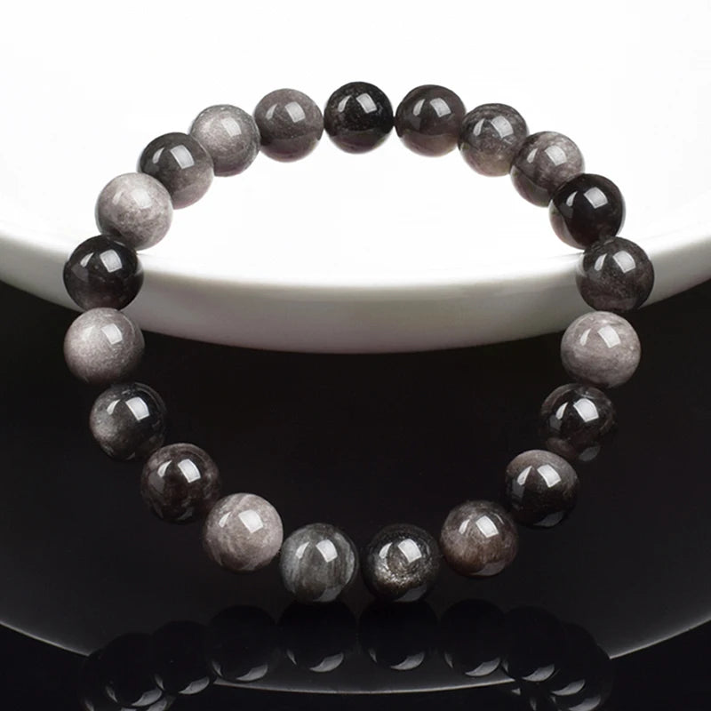 Natural Silver Color Obsidian Bracelet