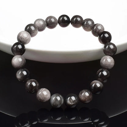 Natural Silver Color Obsidian Bracelet