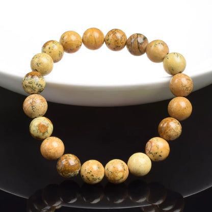 Khaki Yellow Natural Stone Beads Bracelet