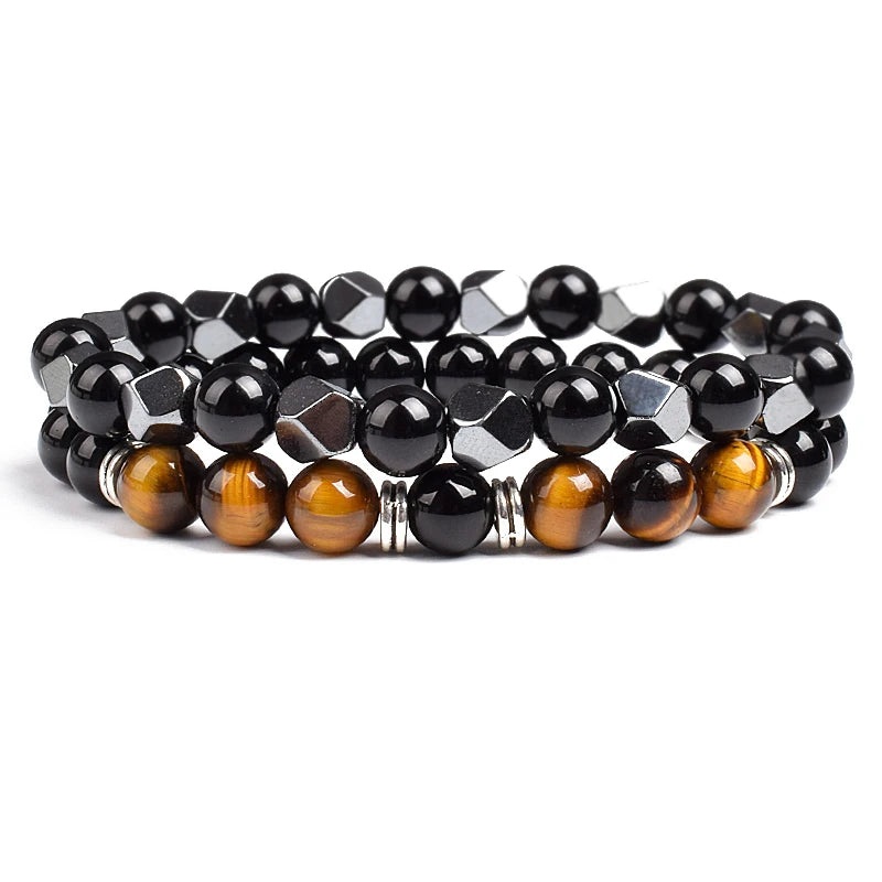 Natural Tiger Eye Beads Couple Bracelets