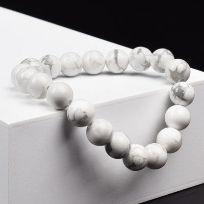 Natural White Howlite Stone Beads Bracelet