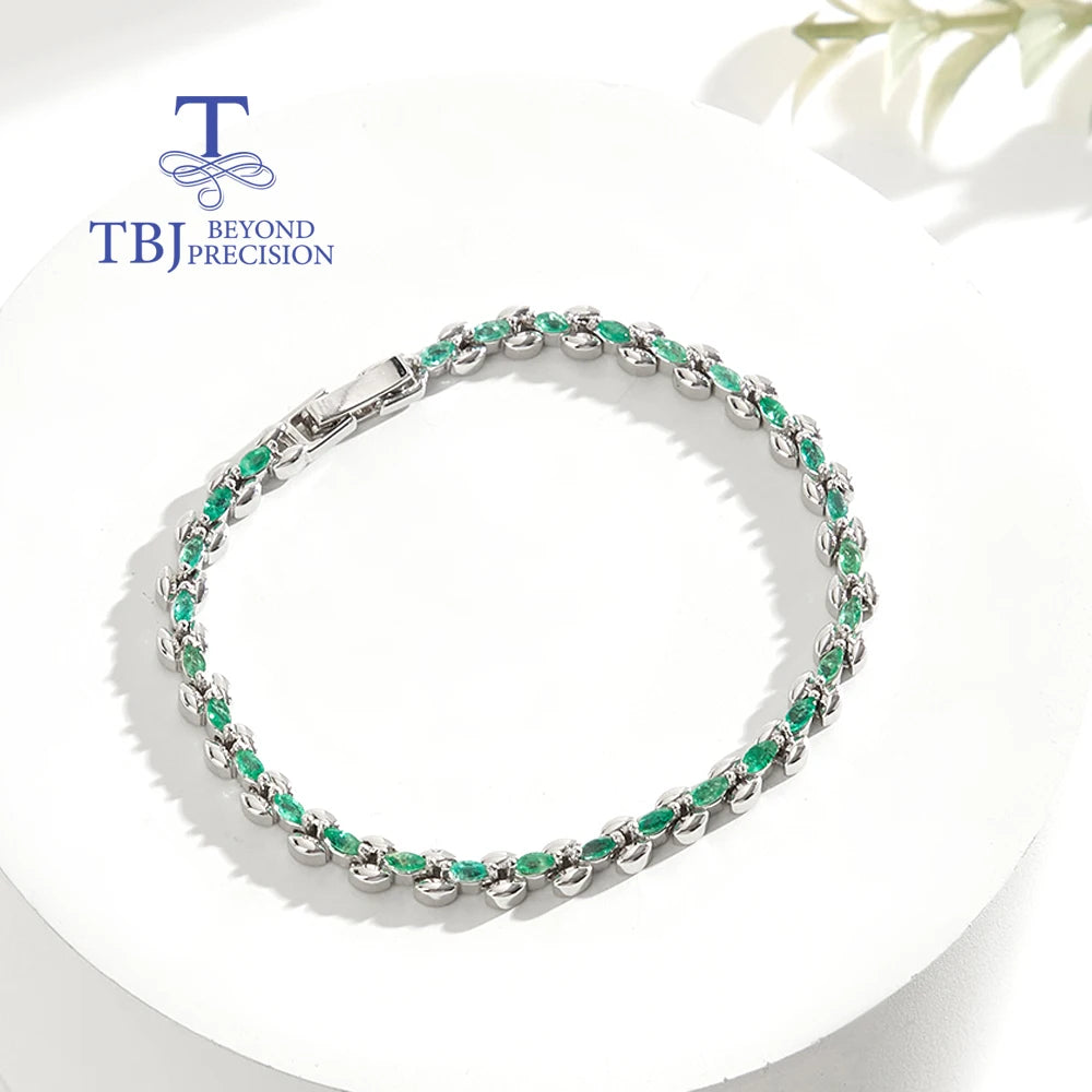 Precious and elegant Natural Green Emerald Bracelet 925 Sterling Silver women Noble fine jewelry wedding & banquet gift