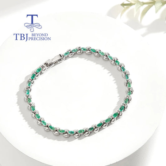 Precious and elegant Natural Green Emerald Bracelet 925 Sterling Silver women Noble fine jewelry wedding & banquet gift