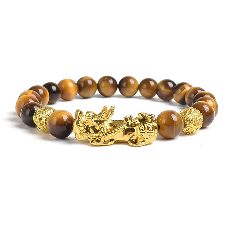 Yellow Elastic Tiger Eye Stone Beads Bracelet