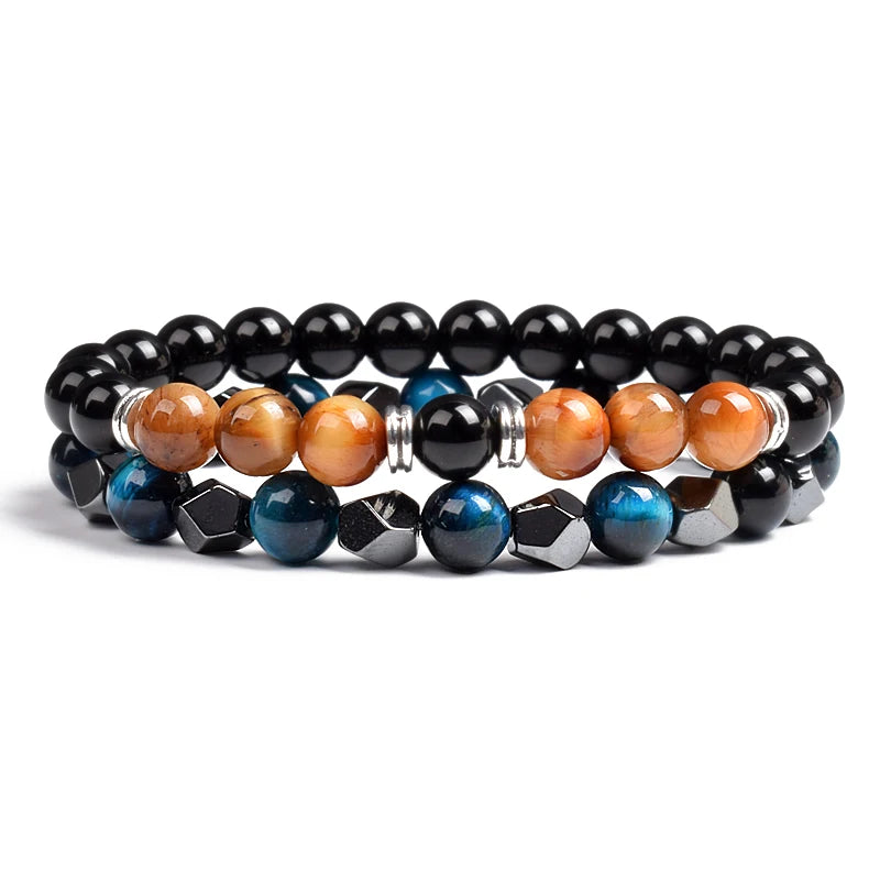 Natural Tiger Eye Beads Couple Bracelets