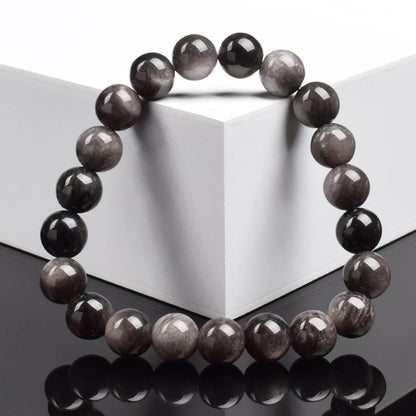 Natural Silver Color Obsidian Bracelet