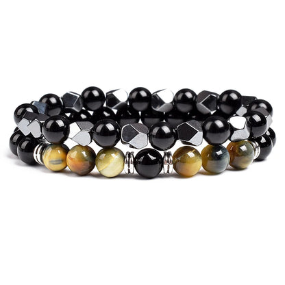 Natural Tiger Eye Beads Couple Bracelets