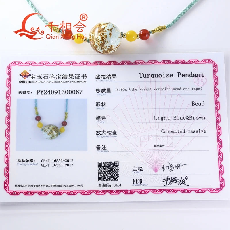 Fully hand-woven collarbone men's women's cross-section 9.95g natural ball pattern turquoise transfer beads sweater necklace
