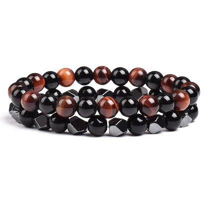 Natural Tiger Eye Beads Couple Bracelets
