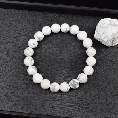 Natural White Howlite Stone Beads Bracelet