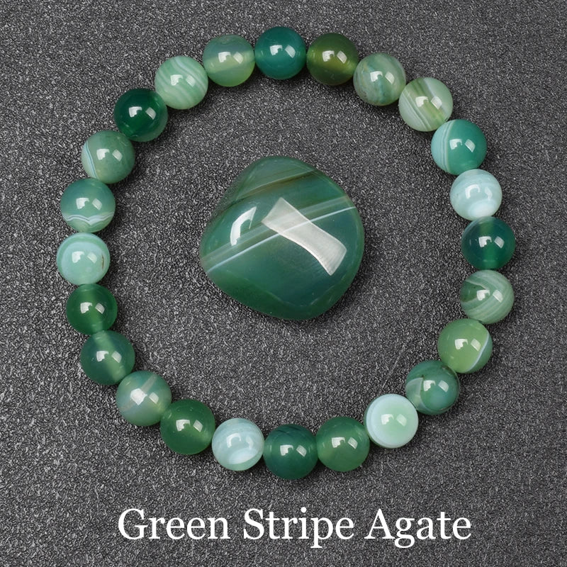 Natural Red Stripes Agate Stone Beads Bracelet