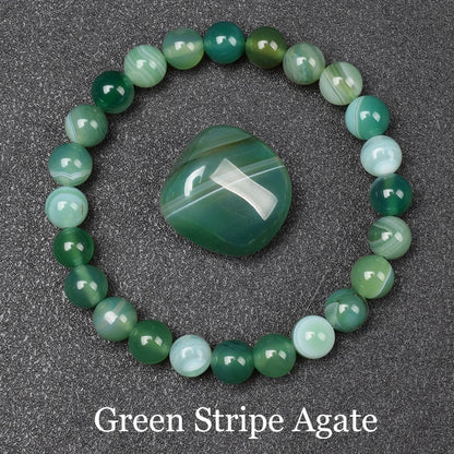 Natural Red Stripes Agate Stone Beads Bracelet