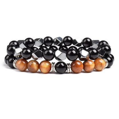 Natural Tiger Eye Beads Couple Bracelets