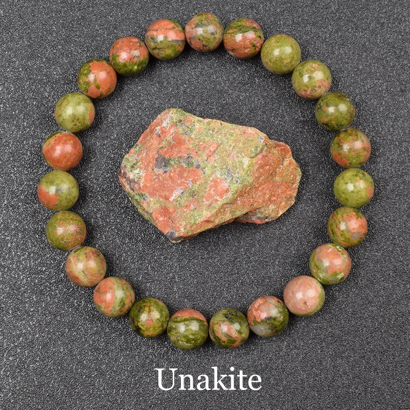 Natural Red Stripes Agate Stone Beads Bracelet