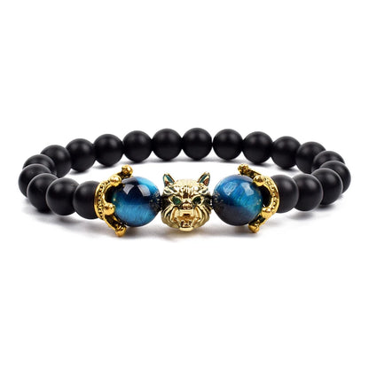Vintage Yellow Red Blue Tiger Eye Natural Stone Bracelet