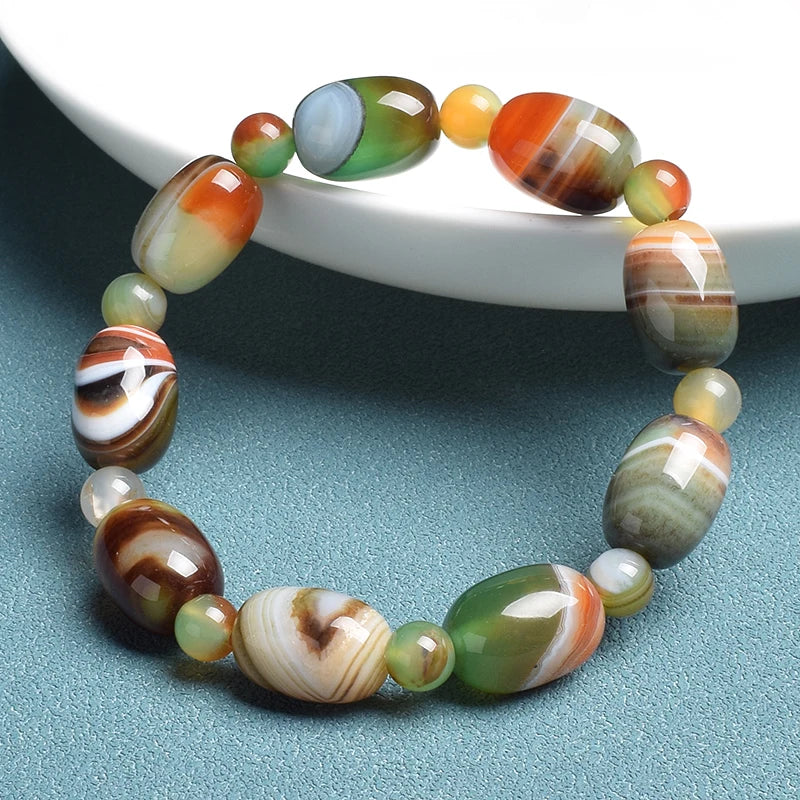 Natural Stone Coffee Lace Agates Bracelet