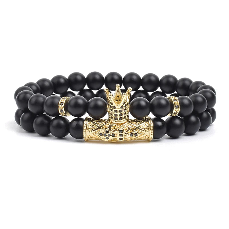 Natural Tiger Eye Stone Black Matte Agates Beads Bracelet
