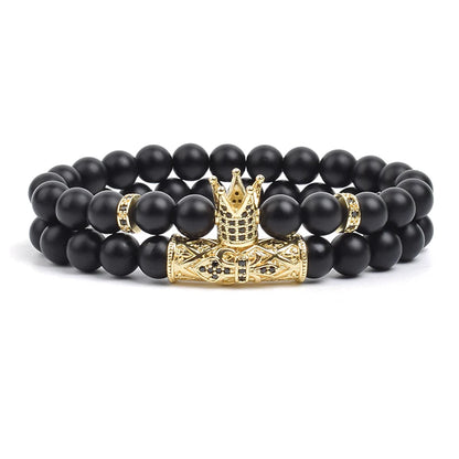 Natural Tiger Eye Stone Black Matte Agates Beads Bracelet