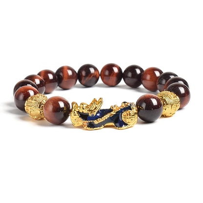 Yellow Elastic Tiger Eye Stone Beads Bracelet