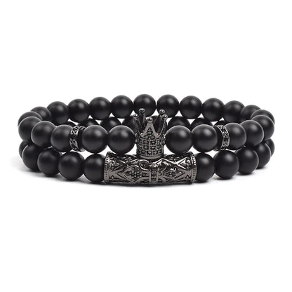 Natural Tiger Eye Stone Black Matte Agates Beads Bracelet