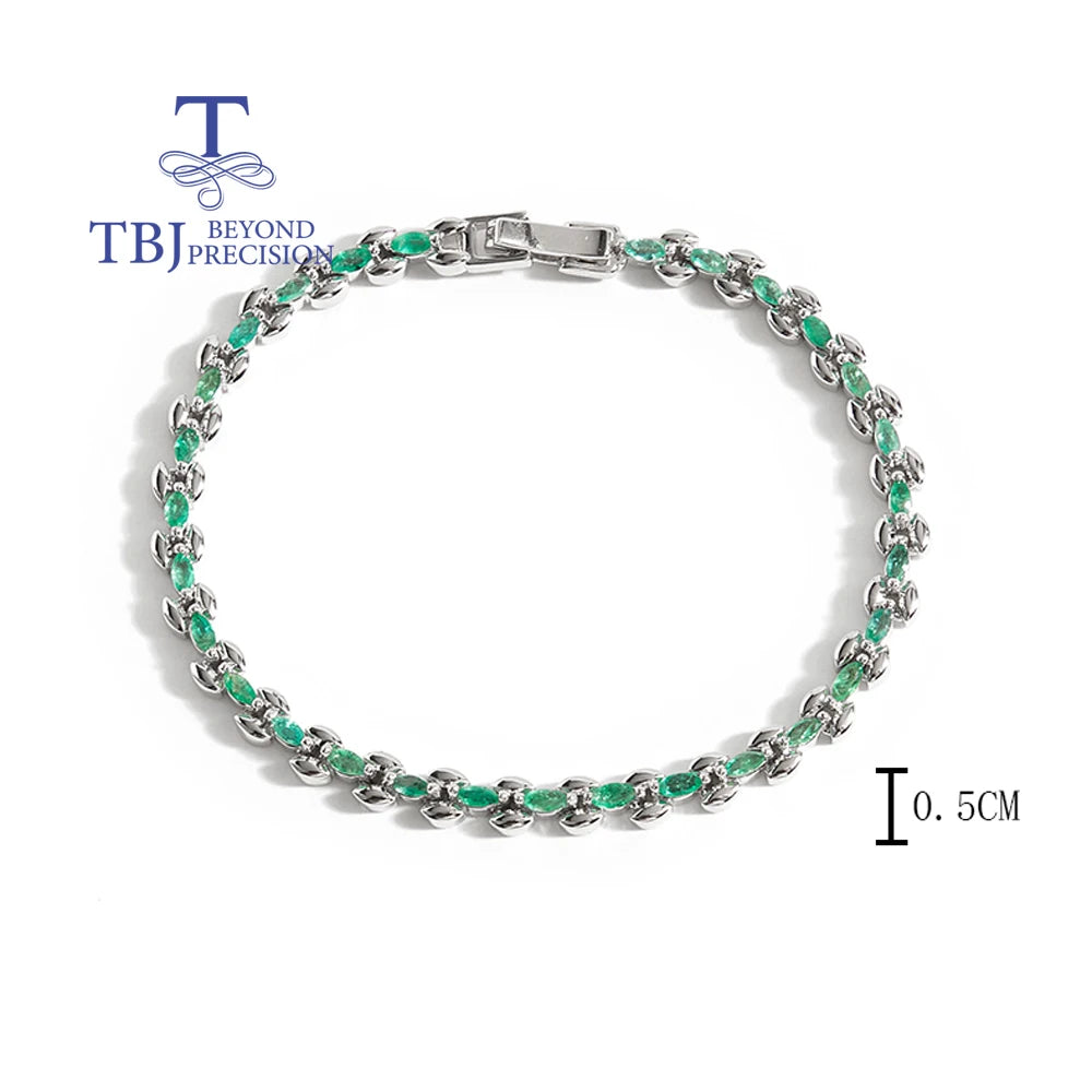 Precious and elegant Natural Green Emerald Bracelet 925 Sterling Silver women Noble fine jewelry wedding & banquet gift