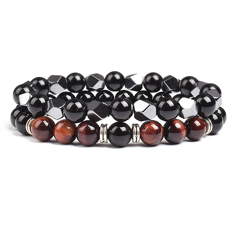 Natural Tiger Eye Beads Couple Bracelets