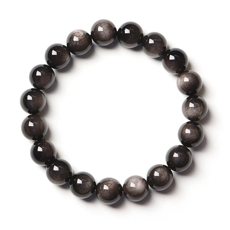 Natural Silver Color Obsidian Bracelet