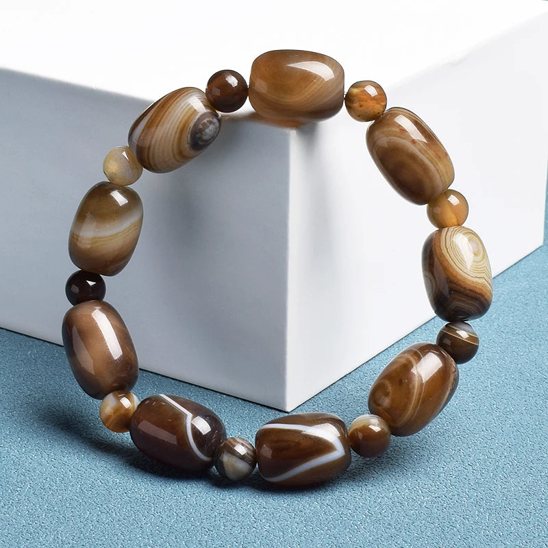 Natural Stone Coffee Lace Agates Bracelet