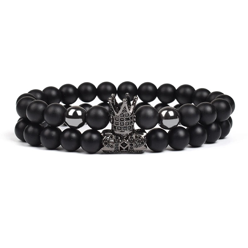 8mm Natural Stone Charm Beads Bracelet