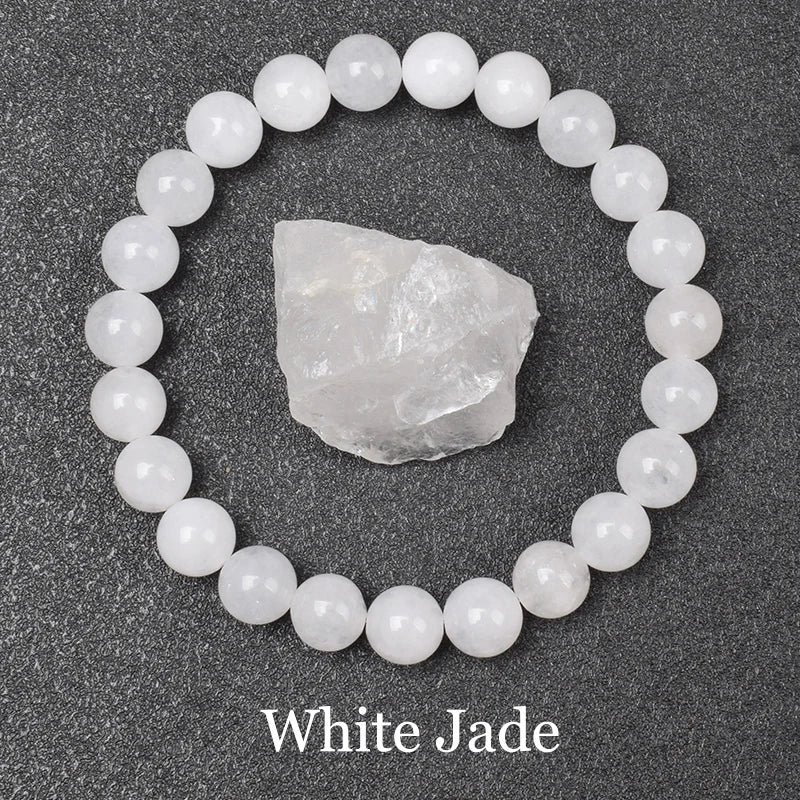 Natural White Howlite Stone Beads Bracelet