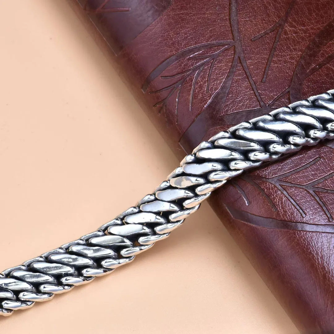 BOCAI S925 Sterling Silver Punk Personality Simple And Atmospheric Three Whip Bracelet Men's Gift