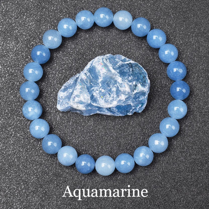 Crystal Blue Green Natural Stone Beads Bracelet