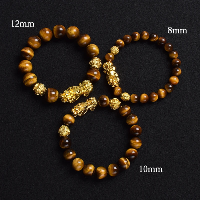 Yellow Elastic Tiger Eye Stone Beads Bracelet