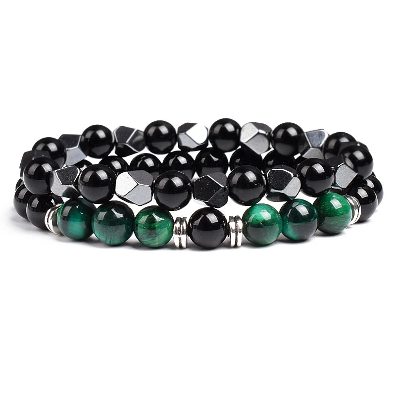 Natural Tiger Eye Beads Couple Bracelets