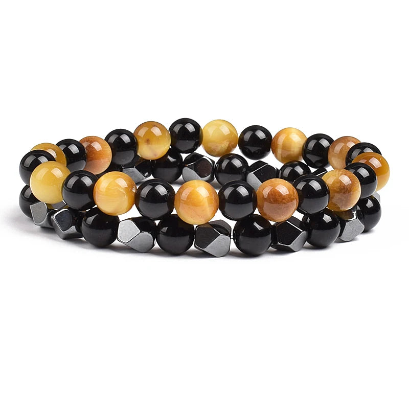 Natural Tiger Eye Beads Couple Bracelets
